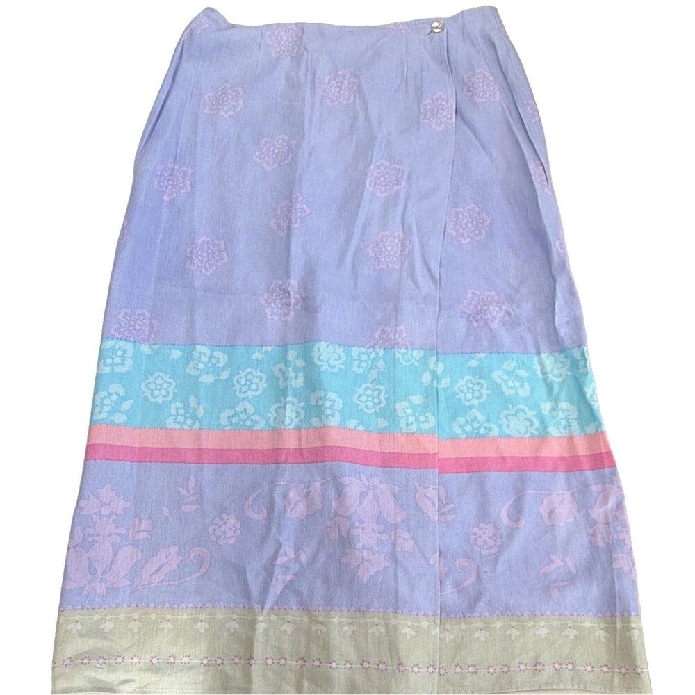 Sigrid Olsen Sport Wrap Skirt women size 14 Midi  Artsy Y2K Linen Rayon Floral